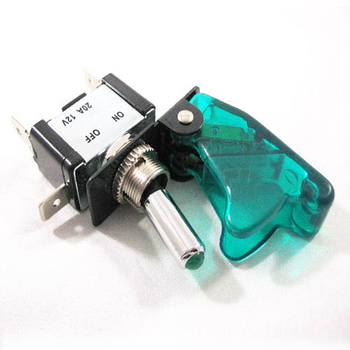 Flip Cover Nitrous Arming Toggle Switch with Red LED Indicator (Vehicle DIY), green 